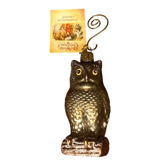Owl Old World Christmas Wise Old Owl Glass Ornament New w/ Tag Woodland Animal - Picture 1 of 5